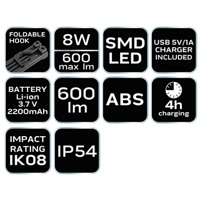 Dobíjecí dílenská lampa SMD 600 lm
