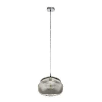 DOGATO Hängelampe E27 IP20 Silber mit geräuchertem Schirm