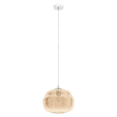 DOGATO Hanging lamp E27 IP20 230V silver with amber shade