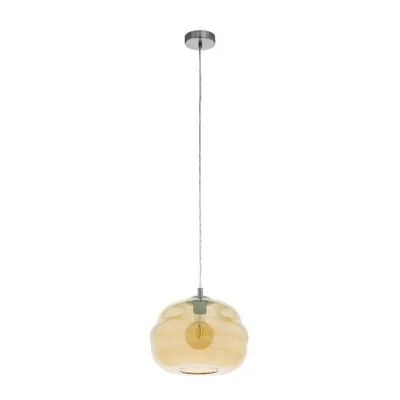 DOGATO Suspension E27 IP20 230V argent avec abat-jour ambre