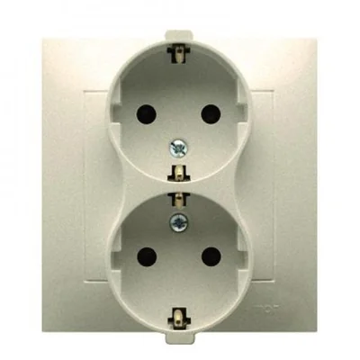 Doppel-Schuko-Steckdose mit Shutter 16A, 250V, Schraubklemmen, Gold (metallic)