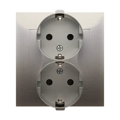 Doppel-Schuko-Steckdose mit Shutter 16A, 250V, Schraubklemmen, Gold (metallic)