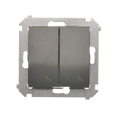 Doppel-Treppenschalter (Modul) 10A 250V Schraubklemmen Anthrazit (Metallic)