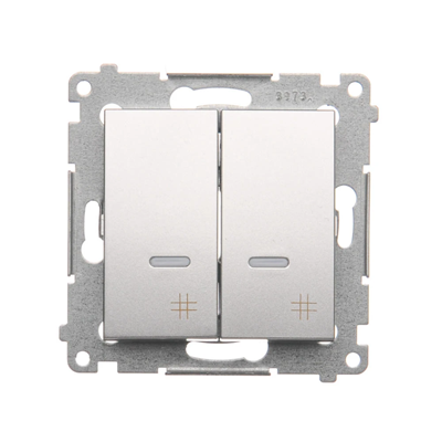 Doppelkreuzschalter mit Hintergrundbeleuchtung (Modul) 250 V, silbermetallic