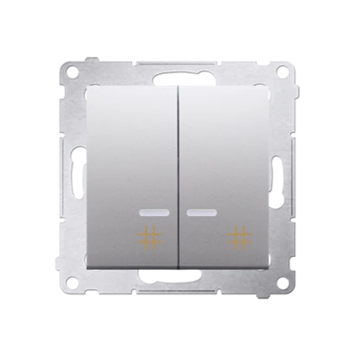 Doppelkreuzschalter mit Hintergrundbeleuchtung (Modul) 250 V, silbermetallic