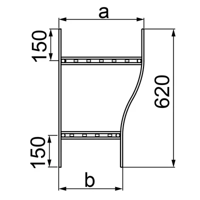 Doppelspurreduzierer, Breite 400 x 300 mm, Höhe 160 mm