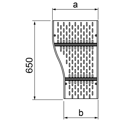 Doppelspurreduzierer, Breite 600 x 500 mm, Höhe 160 mm