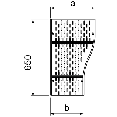 Doppelspurreduzierer, Breite 600 x 500 mm, Höhe 160 mm