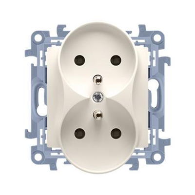 Doppelsteckdose mit Erdung (Modul) 16A 230V creme