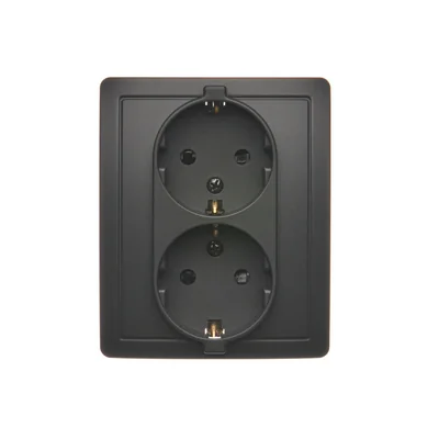 Doppelsteckdose mit Erdung Schuko Typ Graphit 16A