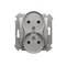 Doppelsteckdose mit Erdung und Shutter (Modul) 16A 250V silber (metallic)