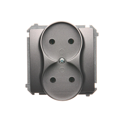 Doppelsteckdose (Modul), 230V, metallischer Edelstahl