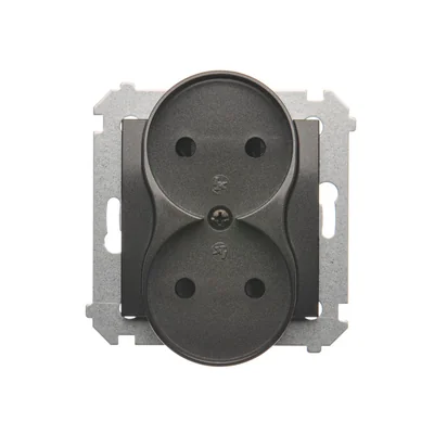 Doppelsteckdose ohne Erdung mit Shutter (Modul) 16A 250V anthrazit (metallic)