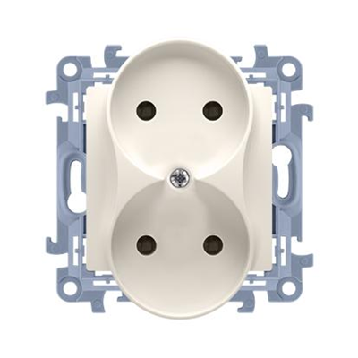 Doppelsteckdose ohne Erdung (Modul) 16A 230V creme