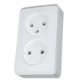 Doppelsteckdose, ohne Erdung, weiß