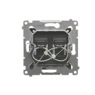 Doppelte Computersteckdose RJ45 Kategorie 6 mit Staubschutzabdeckung (Modul) Anthrazit (Metallic)