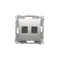 Doppelte Computersteckdose RJ45 Kategorie 6 mit Staubschutzabdeckung (Modul) Silber (Metallic)