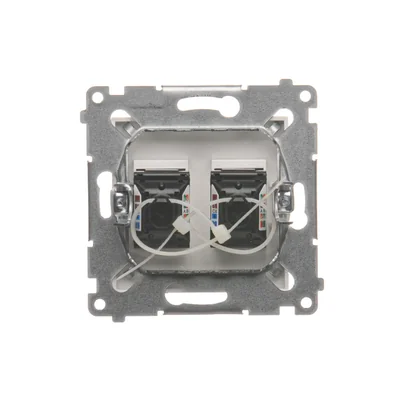 Doppelte Computersteckdose RJ45 Kategorie 6 mit Staubschutzabdeckung (Modul) weiß