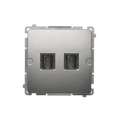 Doppelte HDMI-Buchse (Modul) metallic satiniert