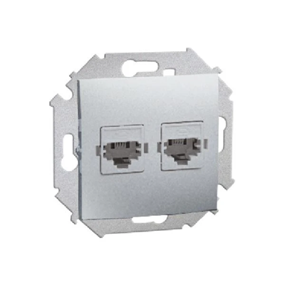 Doppelte RJ11-Telefonbuchse (Modul) Aluminium (metallisch)