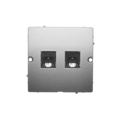 Doppelte RJ11-Telefonbuchse (Modul) metallic satiniert