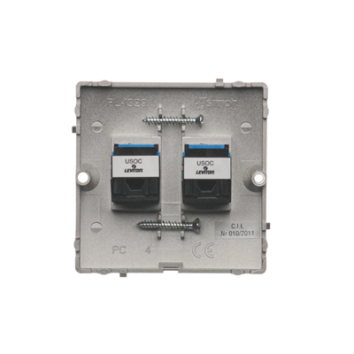 Doppelte RJ12-Telefonbuchse (Modul) satiniert (metallisch)
