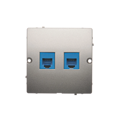 Doppelte RJ12-Telefonbuchse (Modul) satiniert (metallisch)