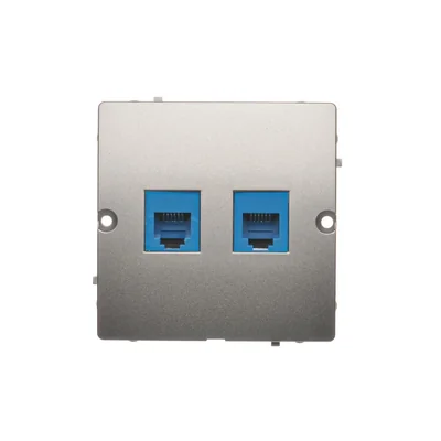 Doppelte RJ12-Telefonbuchse (Modul) satiniert (metallisch)