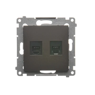 Doppelte RJ12-Telefondose (Modul) bronze matt metallic