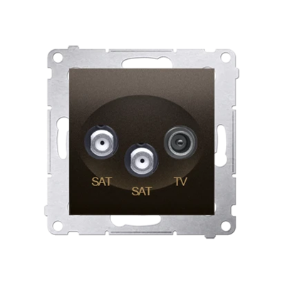 Doppelte Satelliten-Antennendose SAT-SAT-RTV (Modul) bronze matt metallic