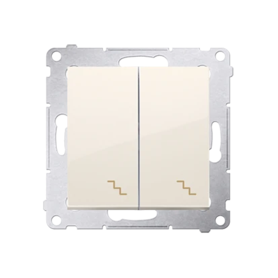 Doppelter Treppenschalter mit Hintergrundbeleuchtung (Modul), 10 A, 250 V, cremefarbene Schraubklemmen