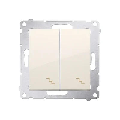 Doppelter Treppenschalter mit Hintergrundbeleuchtung (Modul), 10 A, 250 V, cremefarbene Schraubklemmen