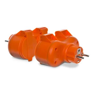 Doppelverteiler 2x2P+Z 16A 250V IP 44 orange