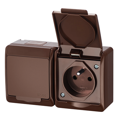 Doppia presa ermetica con messa a terra IP44