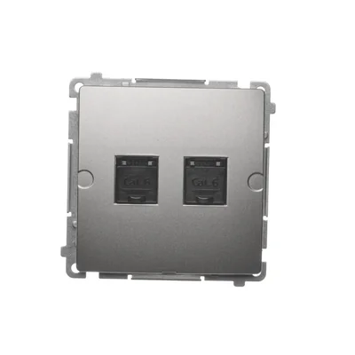 Doppia presa per computer RJ45 cat.6, metallizzato satinato