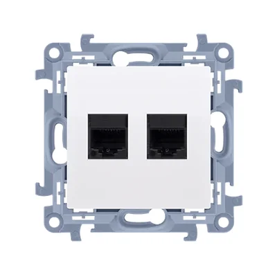 Doppia presa per computer RJ45 categoria 5e (modulo), bianca