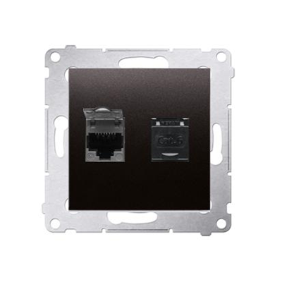 Doppia presa per computer RJ45 categoria 6 con copertura antipolvere (modulo) antracite (metallizzato)