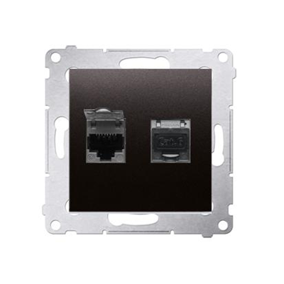 Doppia presa per computer RJ45 categoria 6, schermata, con copertura antipolvere (modulo), antracite (metallizzato)