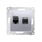 Doppia presa per computer RJ45 categoria 6, schermata, con copertura antipolvere (modulo), argento (metallizzato)