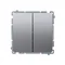 Double-circuit push-button: 2 inputs, 2 outputs (module) 230V, metallic inox