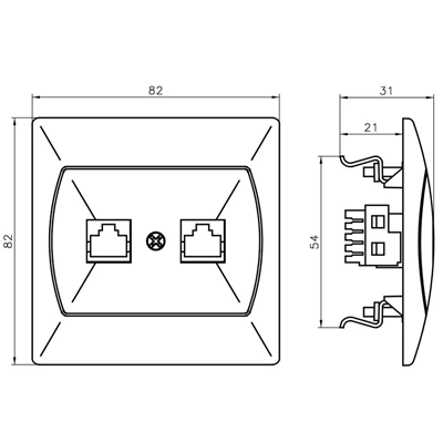 Double computer socket, cat. 5e MMC white