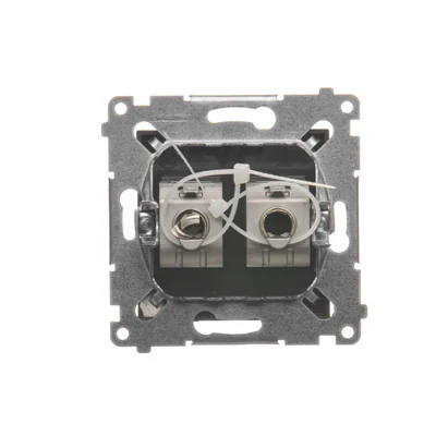 Double computer socket RJ45 cat. 6 shielded with anti-dust cover (module) brown matt metallic