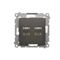 Double computer socket RJ45 cat. 6 shielded with anti-dust cover (module) brown matt metallic