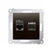 Double computer socket RJ45 cat. 6 shielded with anti-dust cover (module) brown matt metallic
