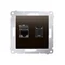 Double computer socket RJ45 cat. 6 with anti-dust cover (module) brown matt metallic