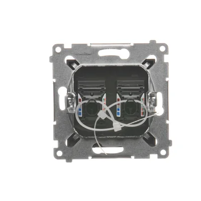 Double computer socket RJ45 cat. 6 with anti-dust cover (module) brown matt metallic