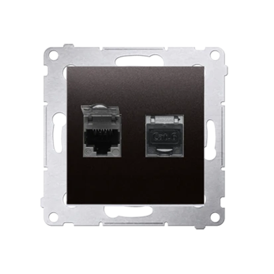 Double computer socket RJ45, category 6, shielded with anti-dust cover (module) anthracite (metallic)