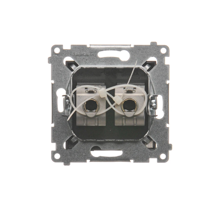 Double computer socket RJ45, category 6, shielded with anti-dust cover (module) anthracite (metallic)