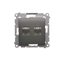 Double computer socket RJ45, category 6, shielded with anti-dust cover (module) anthracite (metallic)