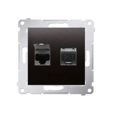 Double computer socket RJ45, category 6, shielded with anti-dust cover (module) anthracite (metallic)
